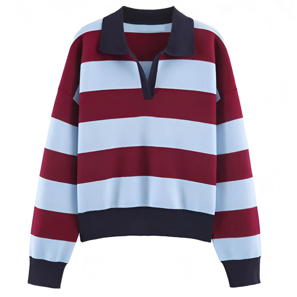 striped rugby collar sweatshirt boogzel clothing