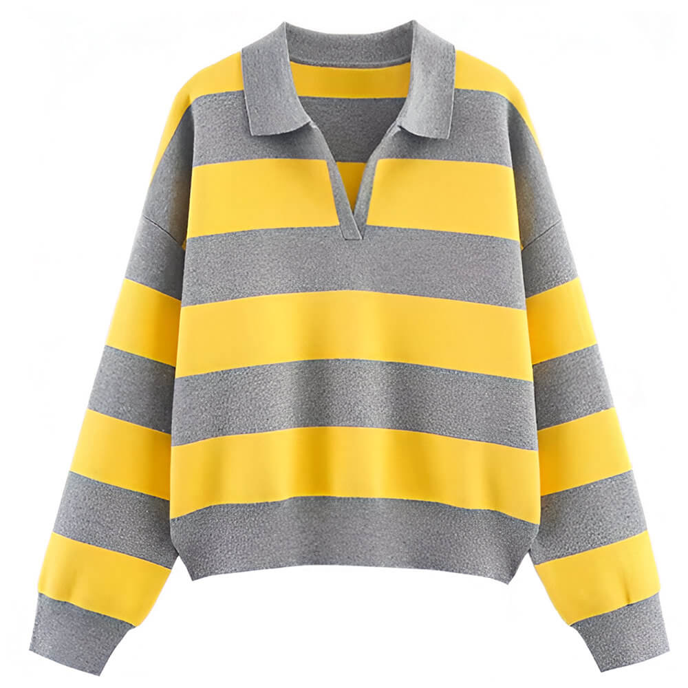 striped rugby collar sweatshirt boogzel clothing