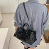 structured belted leather tote bag boogzel clothing