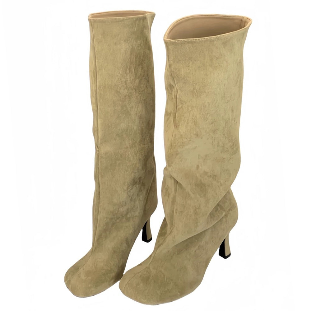 suede slouch knee high boots boogzel clothing