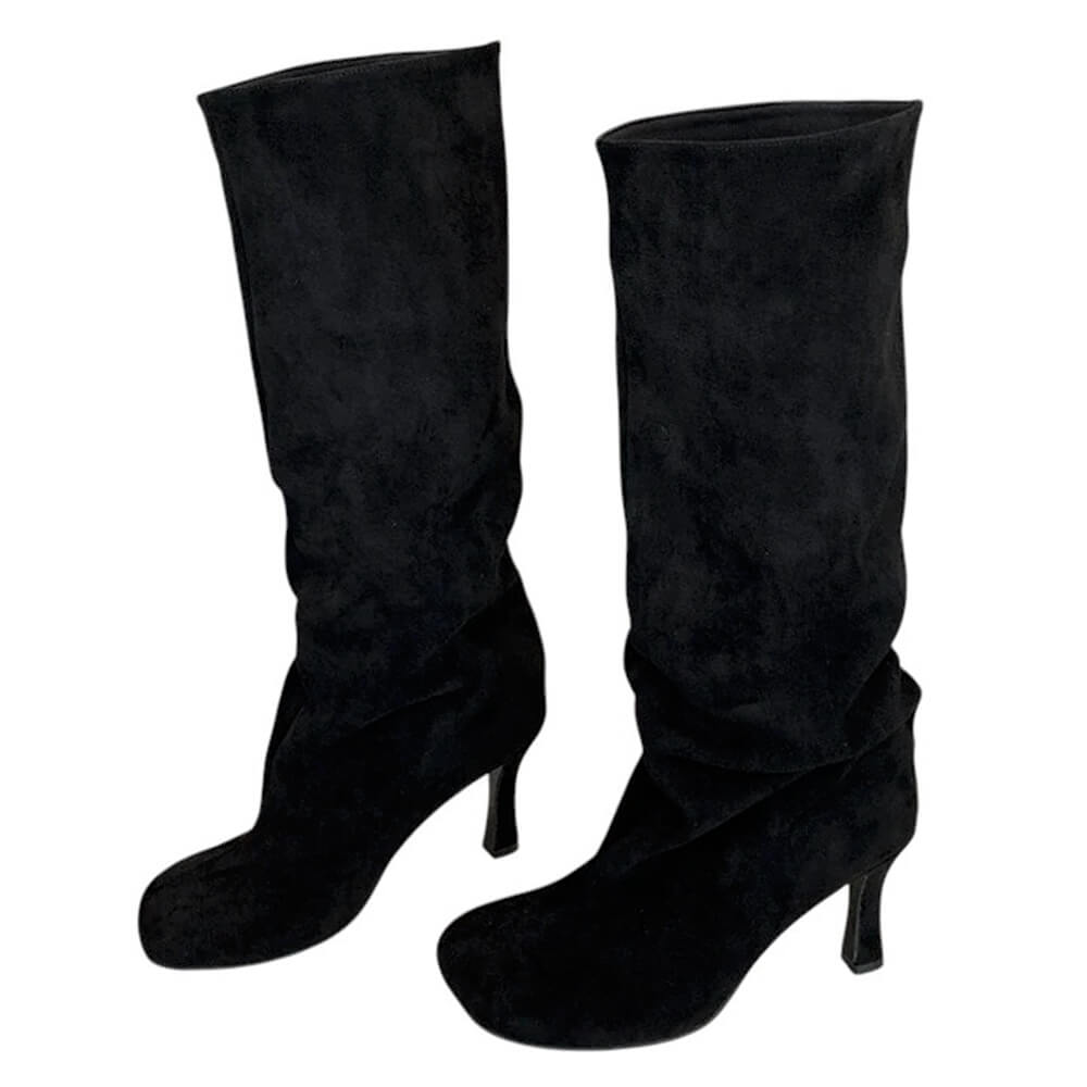 suede slouch knee high boots boogzel clothing