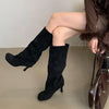 suede slouch knee high boots boogzel clothing