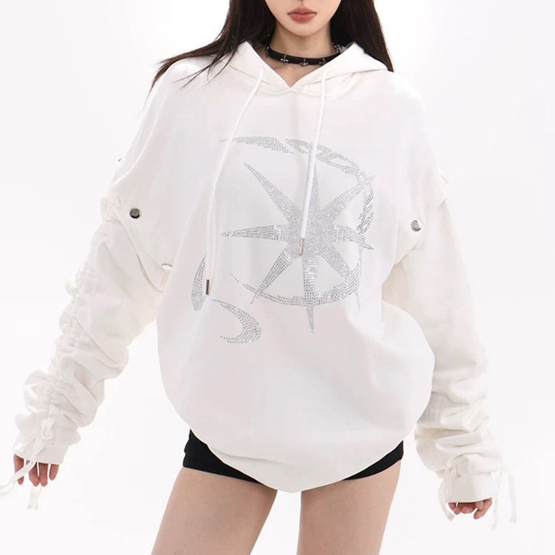 sun moon rhinestone hoodie boogzel clothing