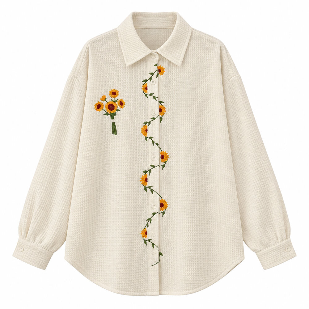 sunflower embroidery oversized shirt boogzel clothing