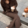 brown sweater and skirt aesthetic knit set boogzel clothing