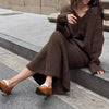brown sweater and skirt knit set boogzel clothing