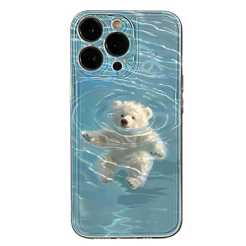 swimming bear iphone case boogzel clothing