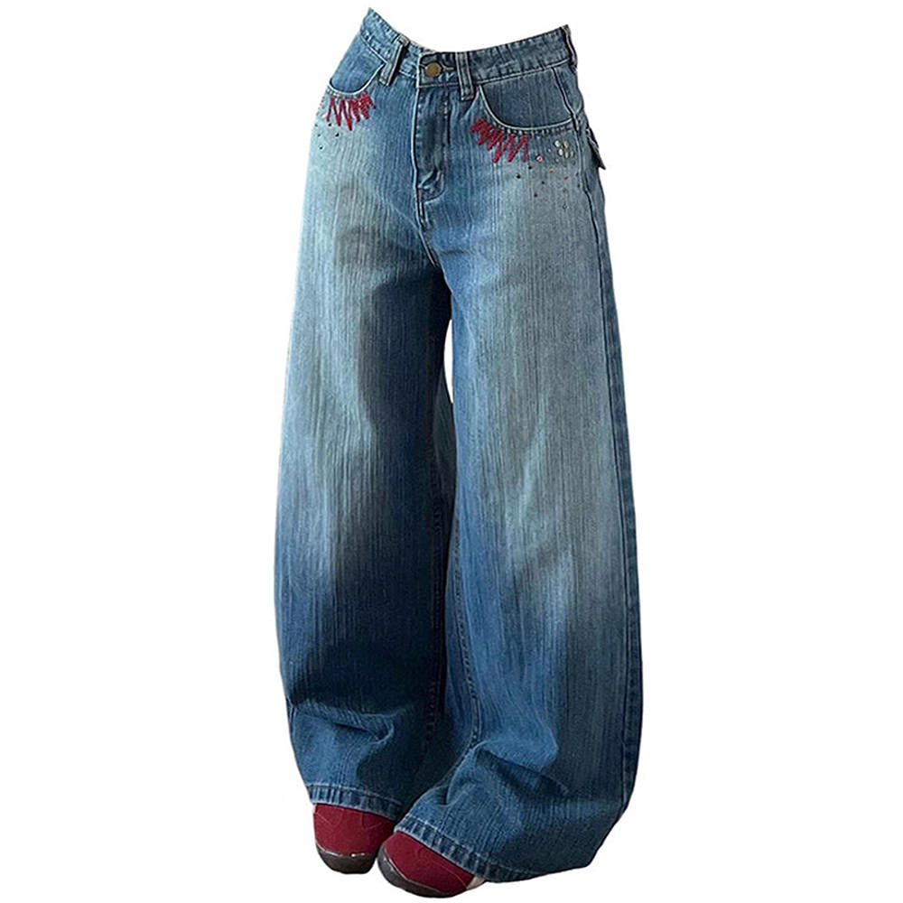 teen craft embroidered baggy jeans boogzel clothing