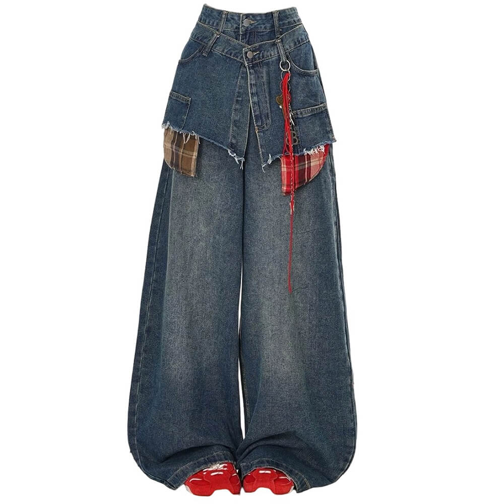 blue layered wide leg jeans boogzel clothing