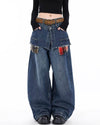 blue layered wide leg jeans boogzel clothing