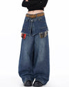 blue layered wide leg jeans boogzel clothing