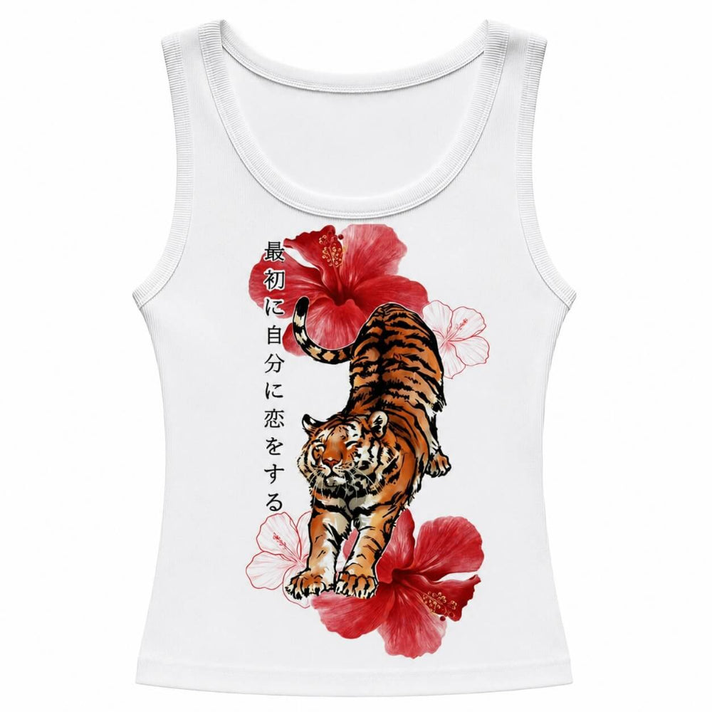 tiger graphic ribbed tank top boogzel clothing