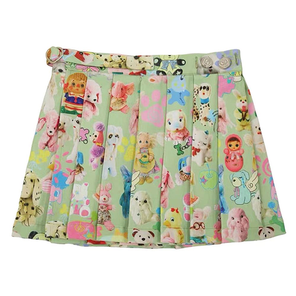 toy print pleated mini skirt boogzel clothing