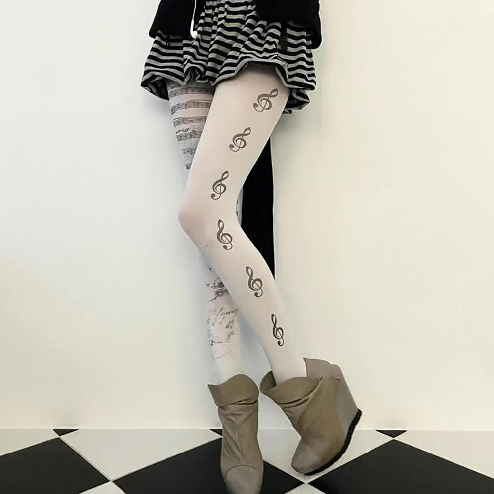 treble clef print tights boogzel clothing
