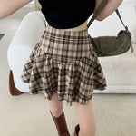 brown plaid ruffle mini skirt 