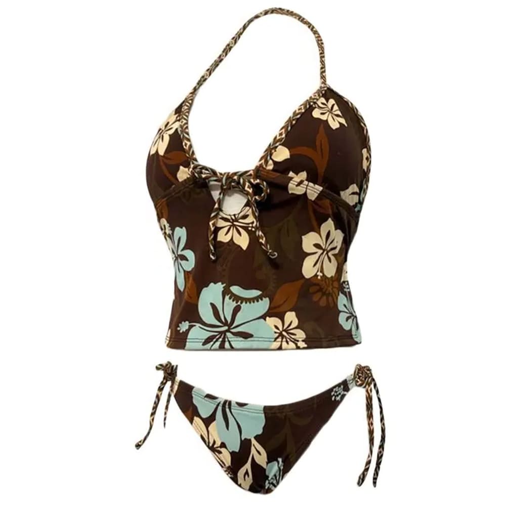 tropical flowers coconut girl aesthetic bikini set boogzel clothing