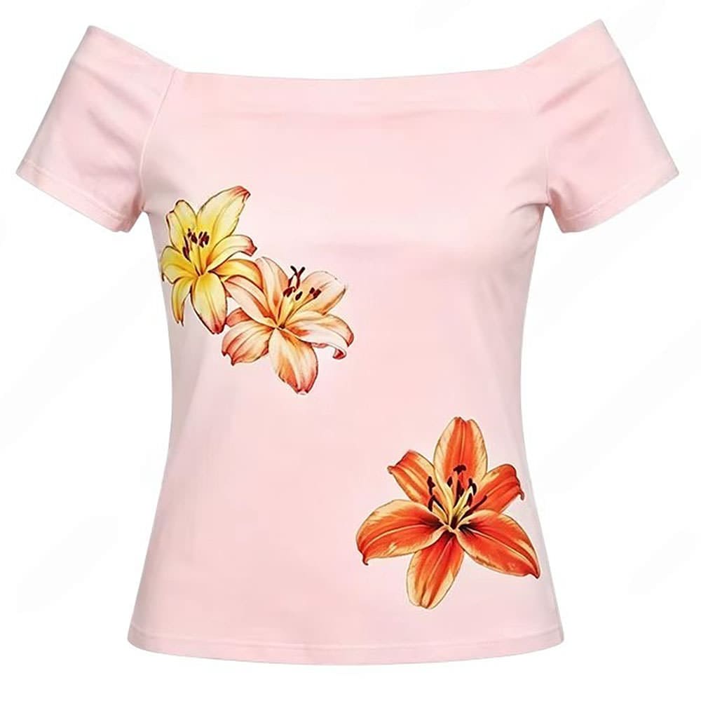 tropical flowers coconut girl off shoulder top boogzel clothing