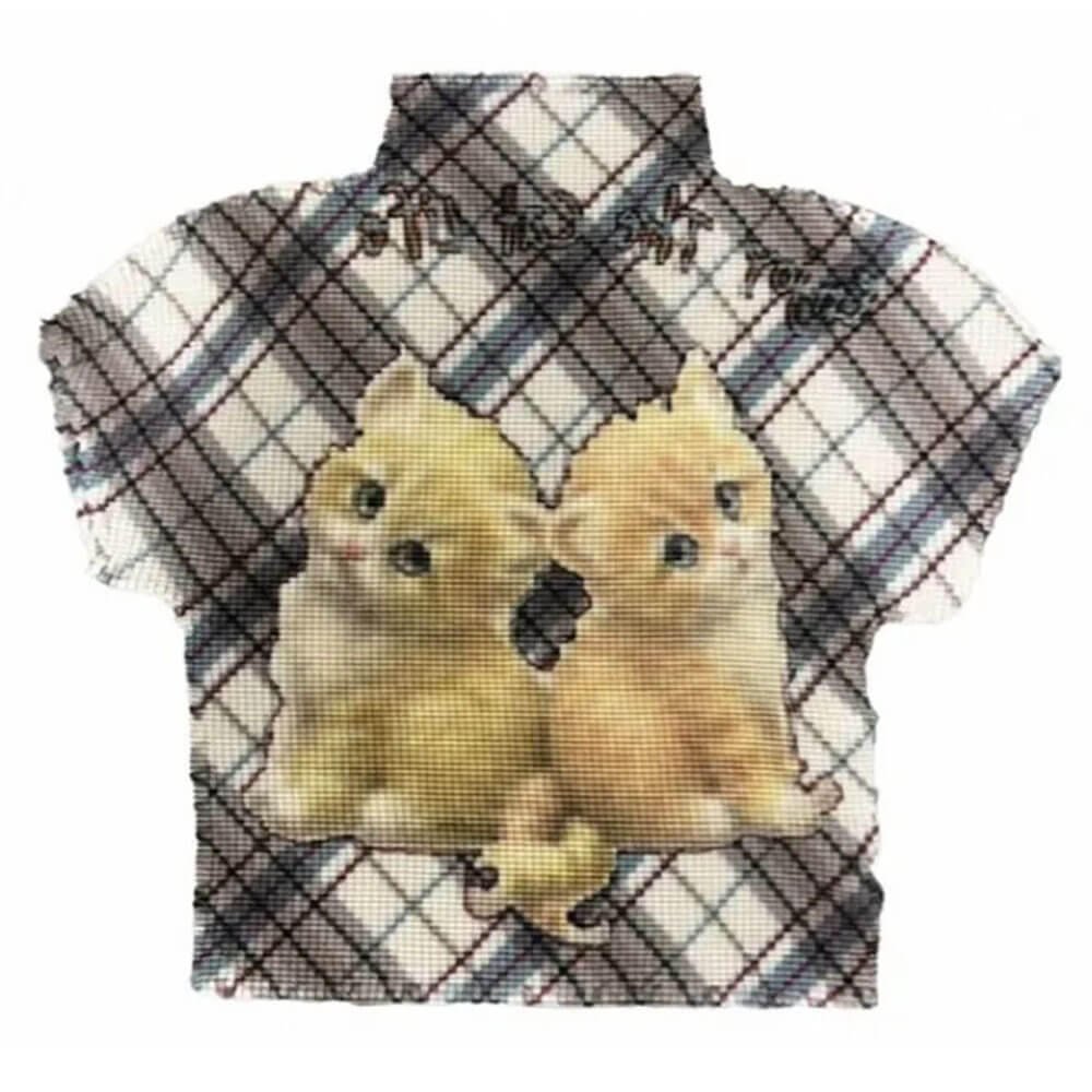 twin kitten mesh baby tee boogzel clothing