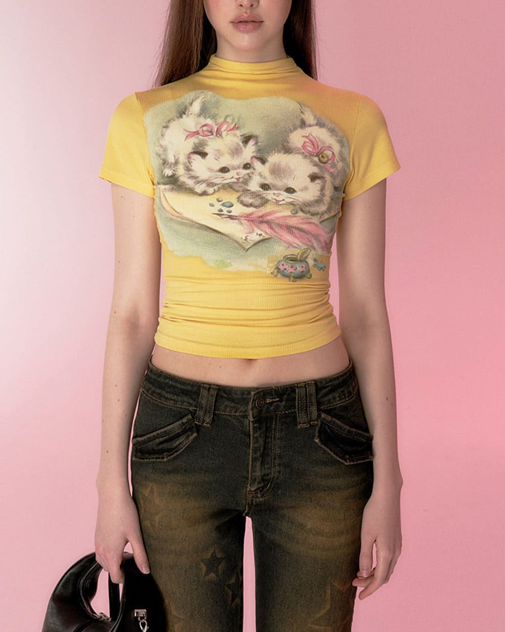 two kittens y2k baby tee boogzel clothing