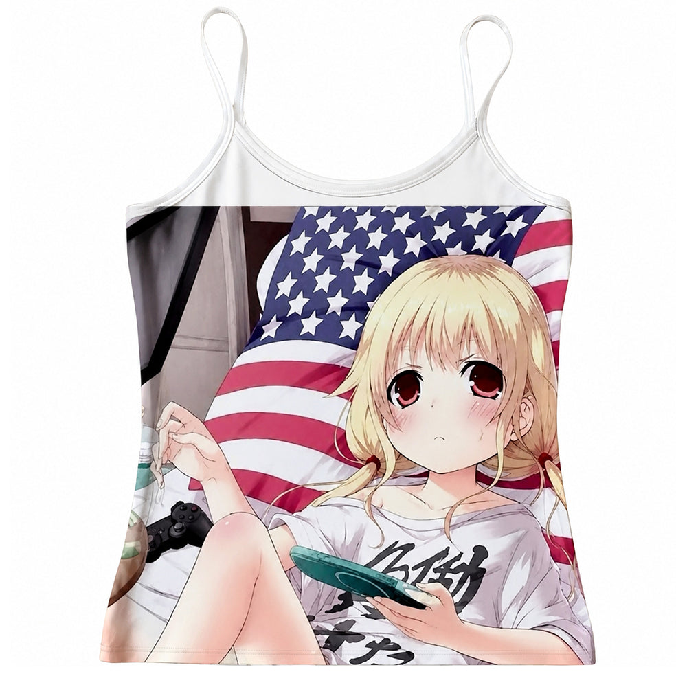 usa flag anime girl tank top boogzel clothing