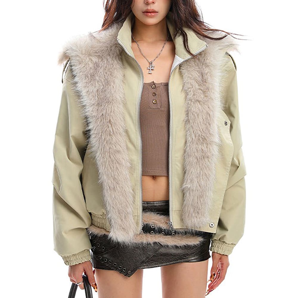 vanilla fur trim jacket y2k boogzel clothing