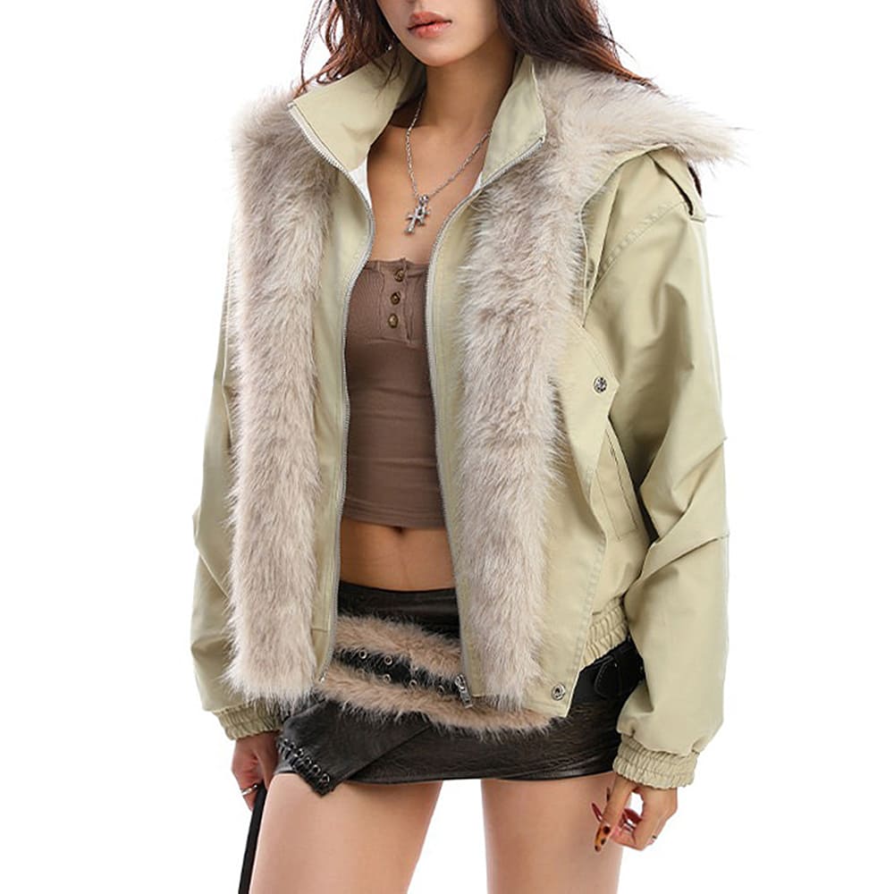 vanilla fur trim jacket y2k boogzel clothing