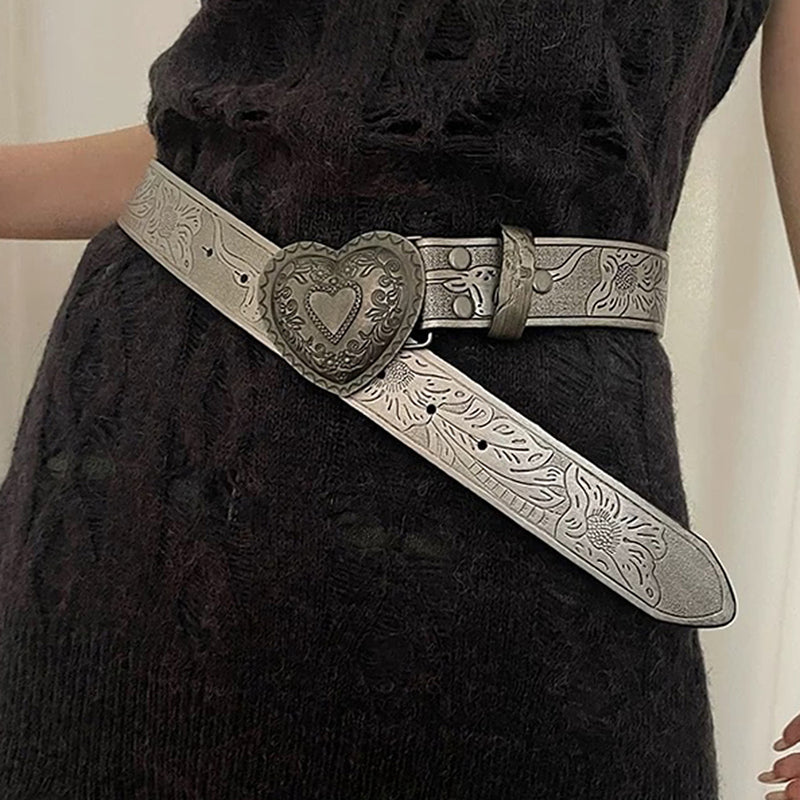 vintage aesthetic heart buckle belt boogzel clothing