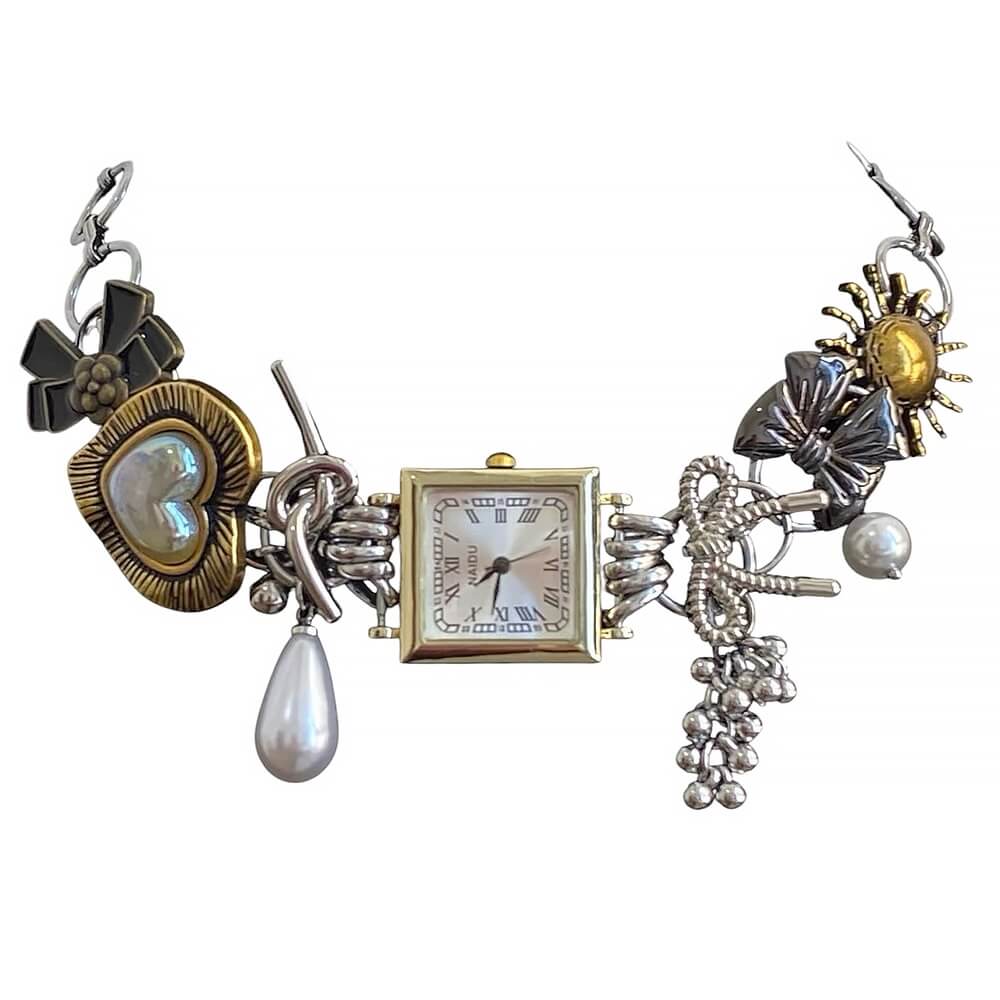 vintage clock charm choker boogzel clothing