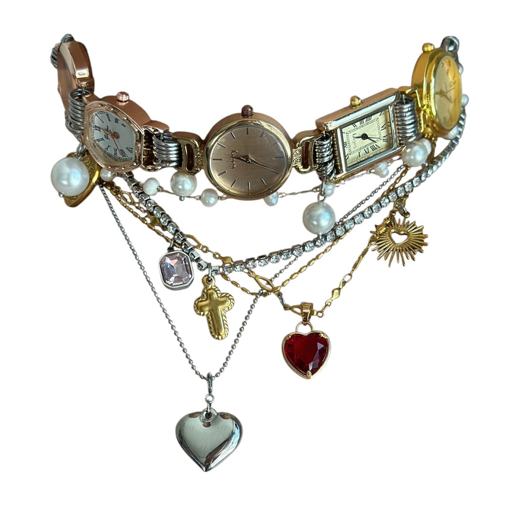 vintage layered charm necklace set boogzel clothing