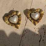 vintage pearl heart earrings boogzel clothing