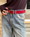 vintage rose pattern leather belt boogzel clothing