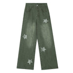 Vintage Style Star Patch Jeans - Brown star jeans - brown jeans -Boogzel Clothing