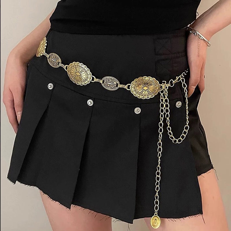 vintage style medallion chain belt boogzel clothing