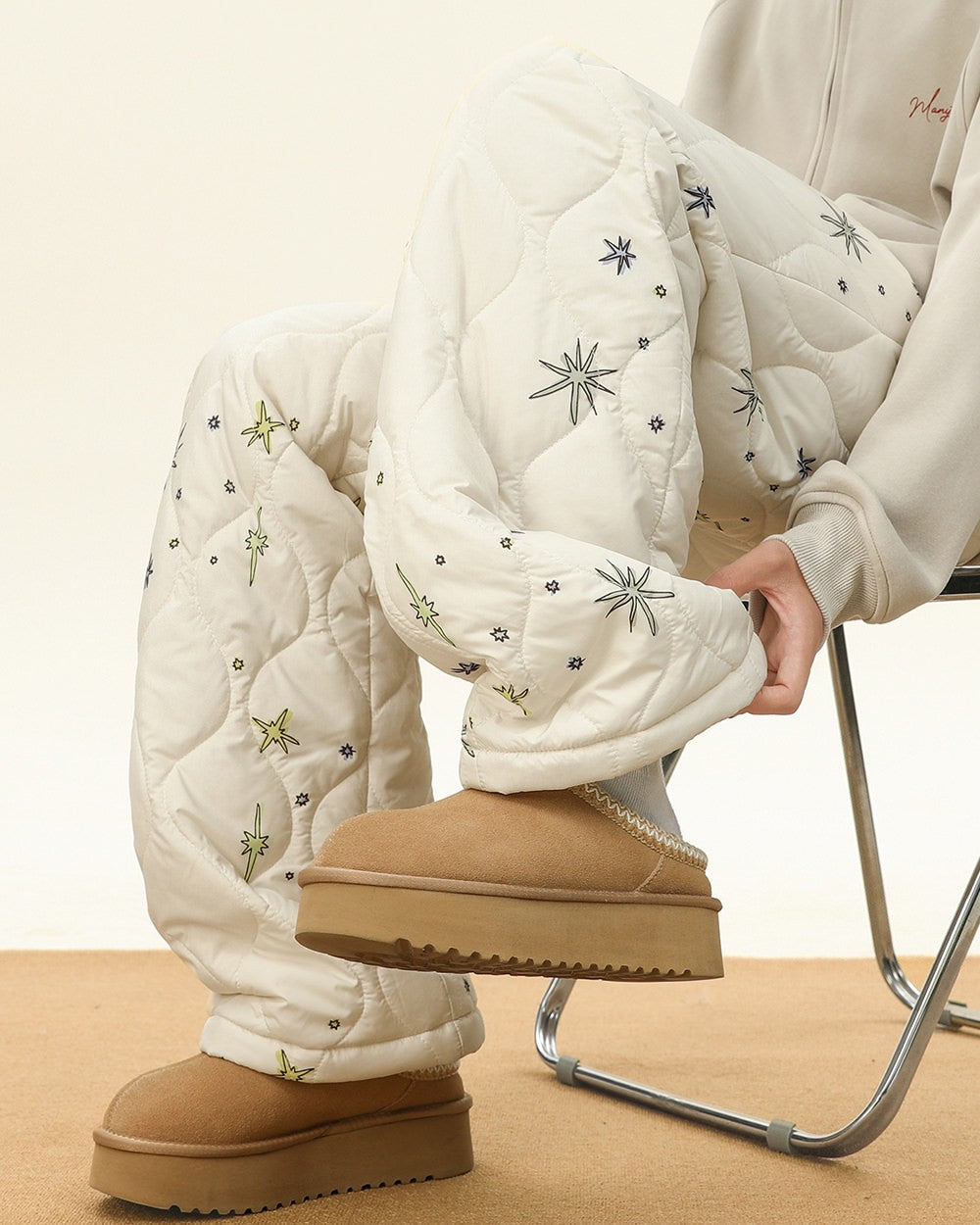warm quilted snowflake pants boogzel clothing