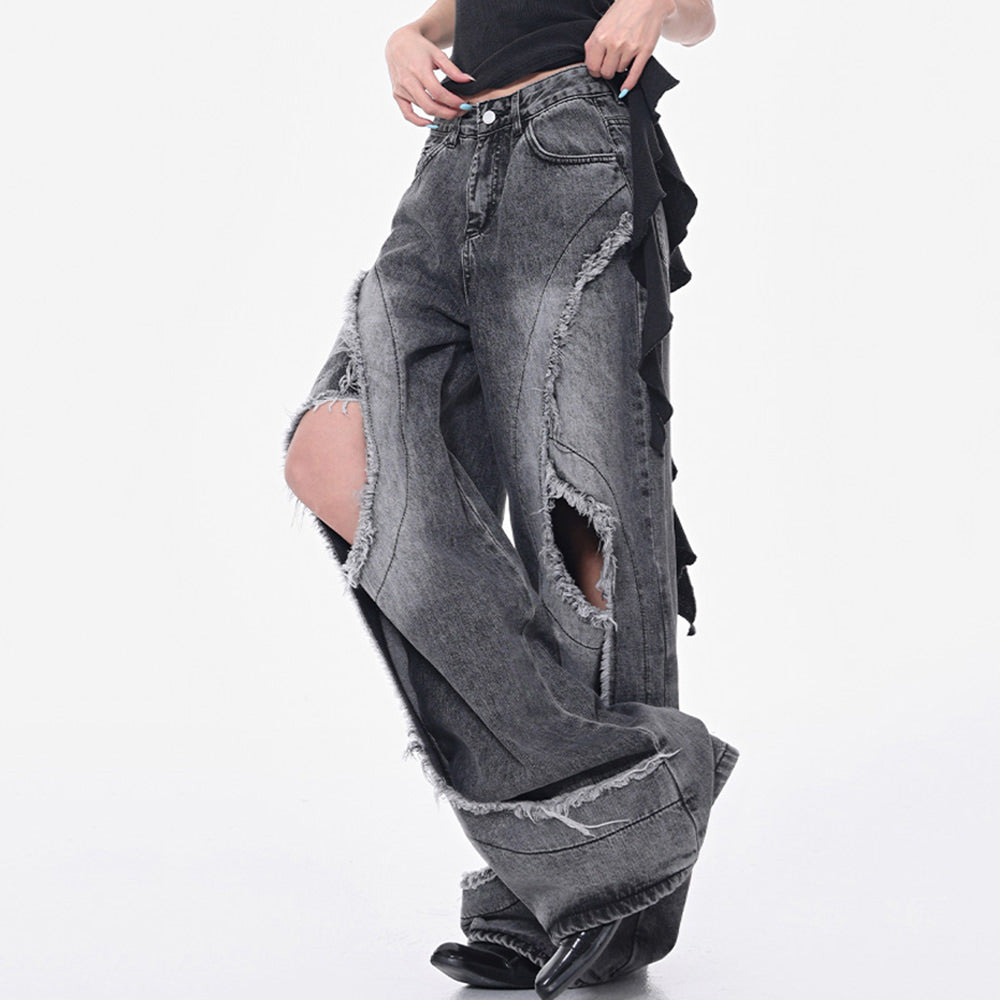 washed black ripped jeans boogzel clothing