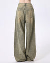 washed cross print wide leg jeans boogzel clothing