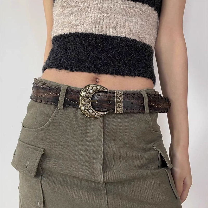 western aesthetic brown belt boogzel clothing