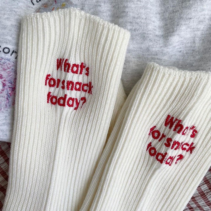 What's For Snack Today embroidery Socks boogzel clothing