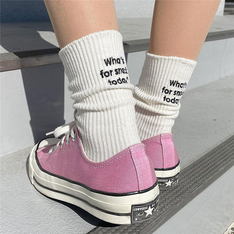 What's For Snack Today embroidery Socks boogzel clothing