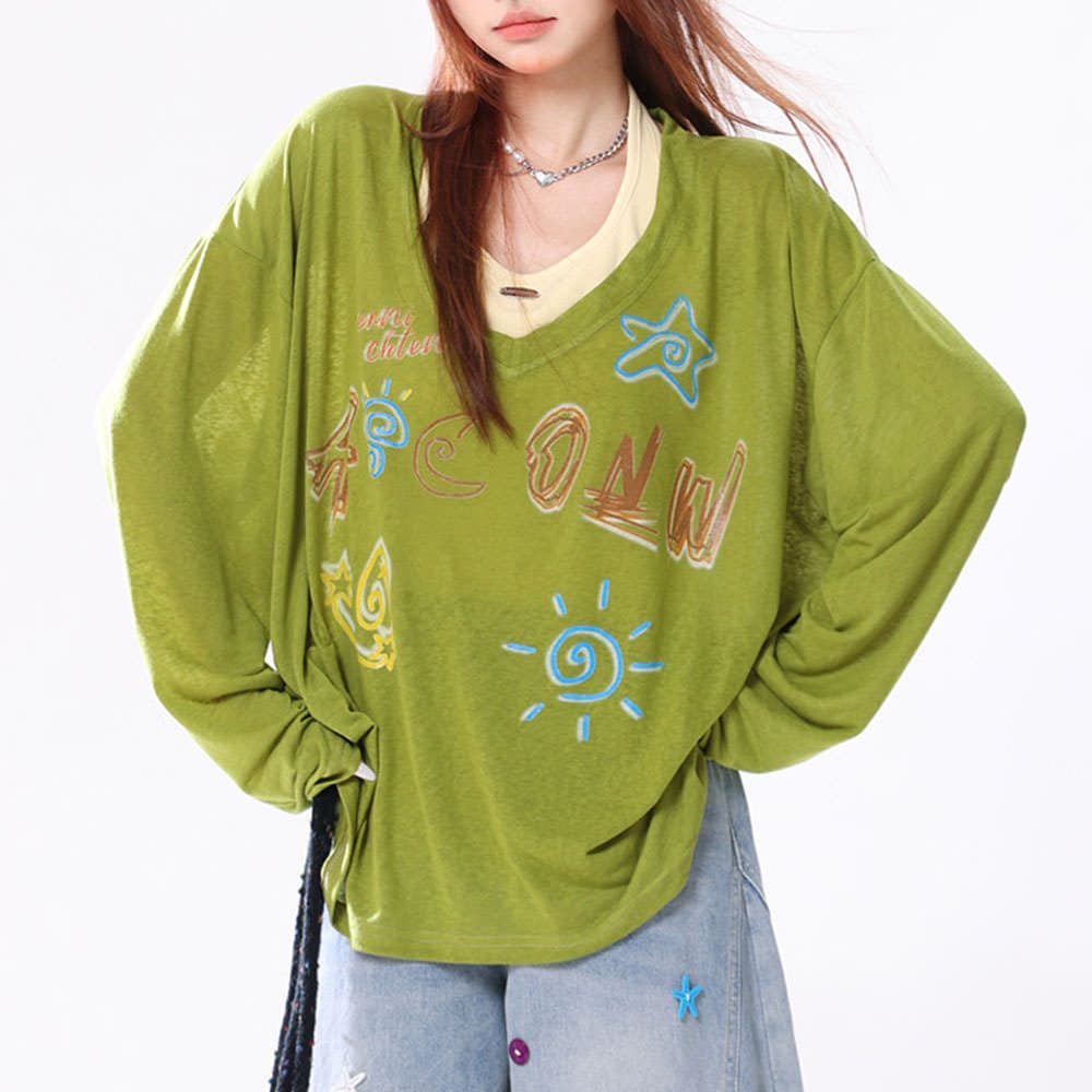 whimsical doodle graphic sweatshirt boogzel clothing
