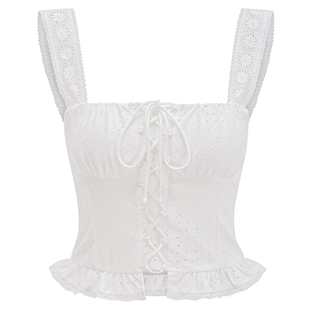 white lace up corset top boogzel clothing