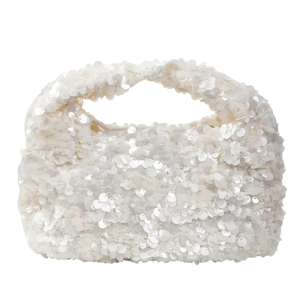 white sequin mini handbag boogzel clothing
