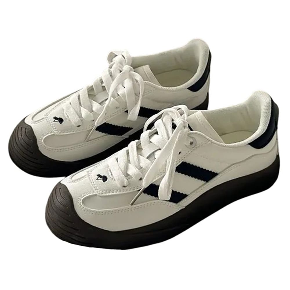 white and black stripe sneakers boogzel clothing