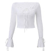 white lace up knit top boogzel clothing