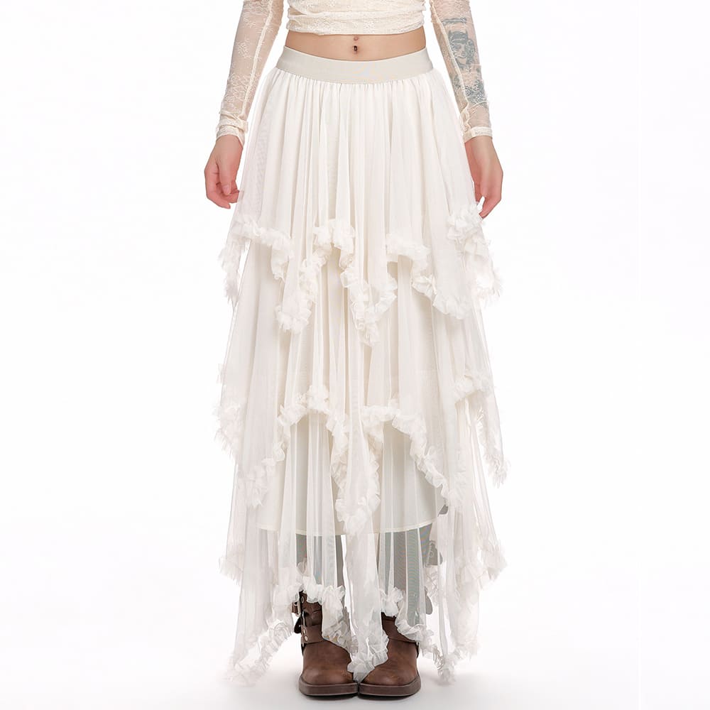 white ruffle layered skirt boogzel clothing