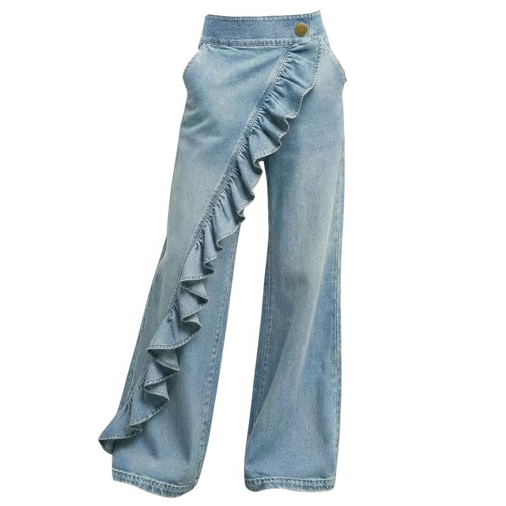 wide leg ruffle jeans boogzel clothing