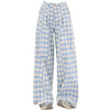 wide leg blue gingham trousers boogzel clothing