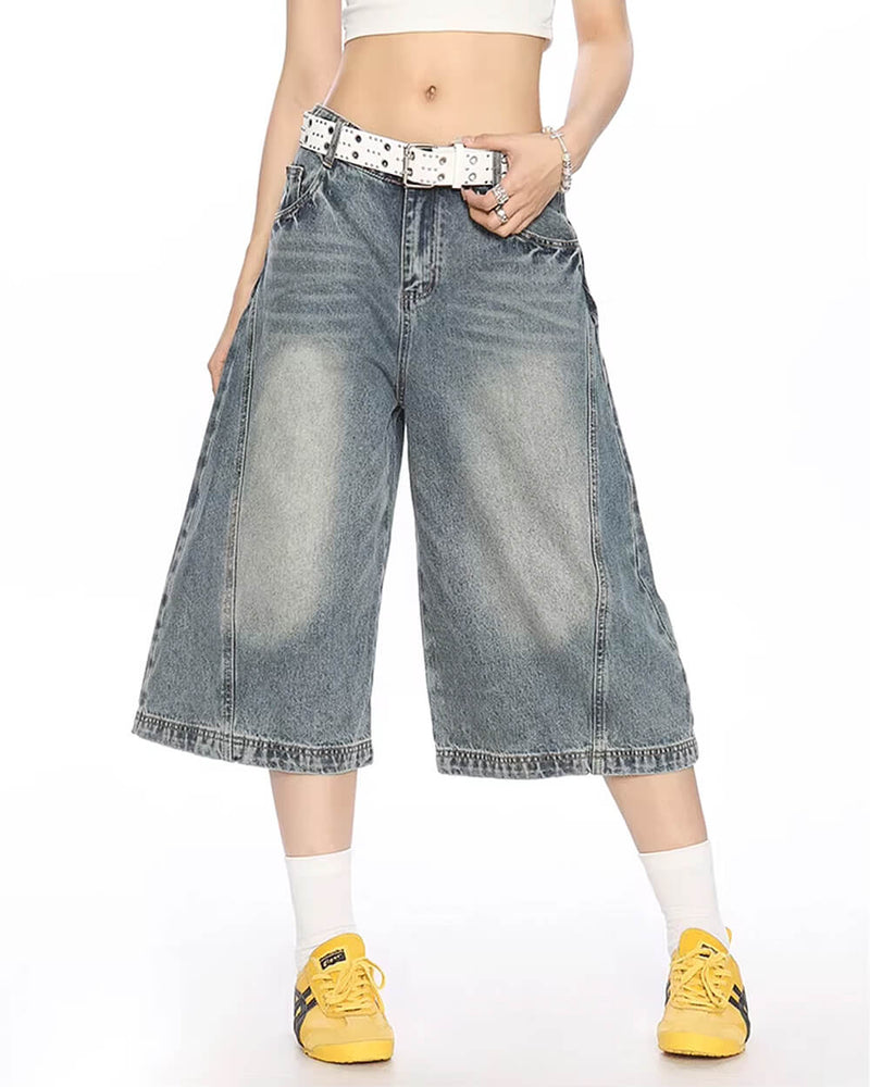 wide leg vintage wash culotte jeans boogzel clothing
