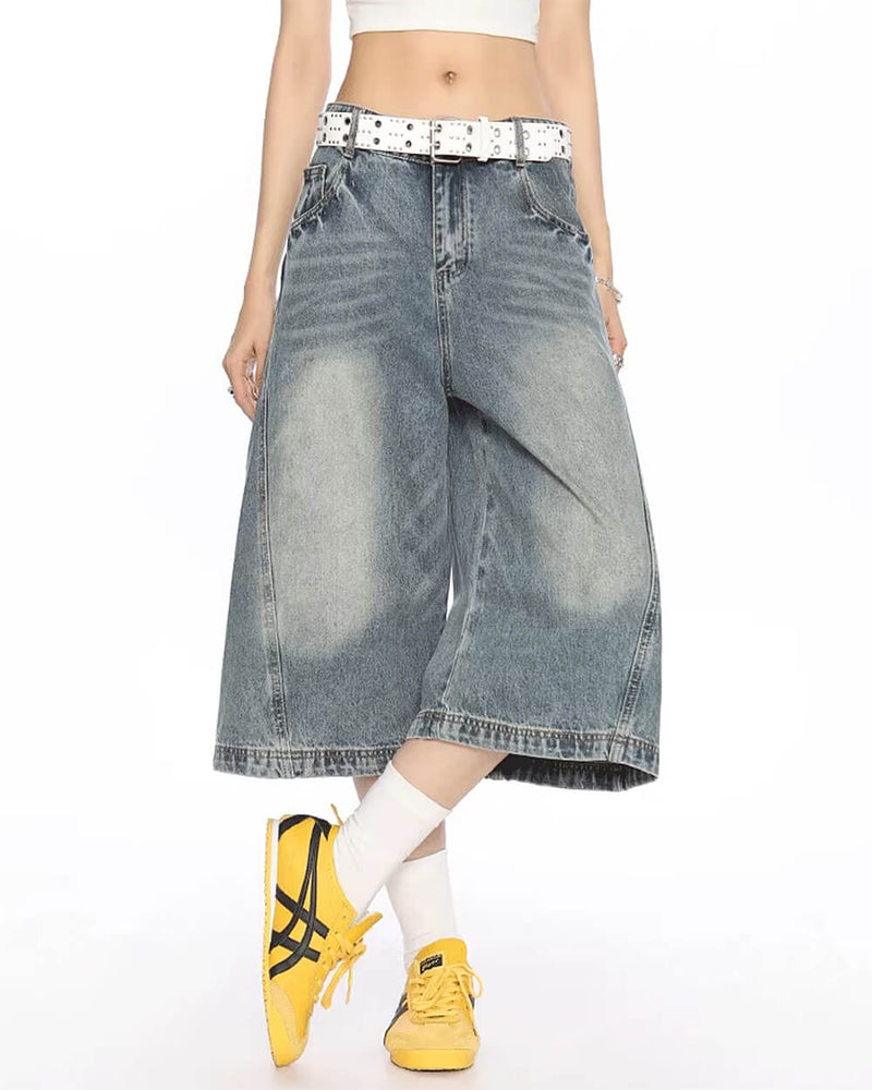 wide leg vintage wash culotte jeans boogzel clothing