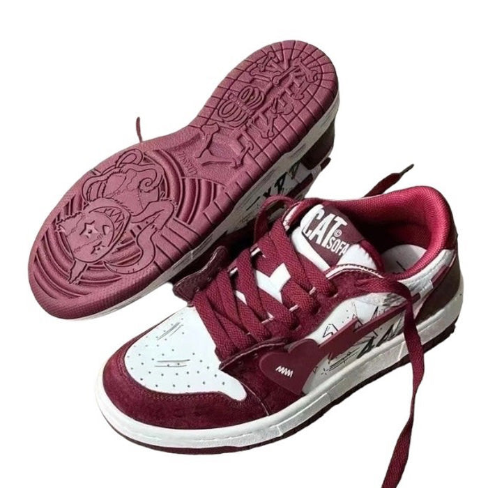 wine red cat sneakers boogzel clothing